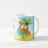 恐竜のかわいカラフルい友達の子どもたち コーヒーマグカップ (正面右)