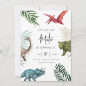 恐竜のどんな年もお誕生日おめでとう！ 招待状 (正面)