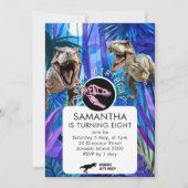 恐竜のようなカッコイイ女の子の誕生日 招待状 (正面)