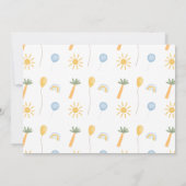 恐竜のような可愛い男の子の写真パーティー1歳の誕生日 招待状 (裏面)