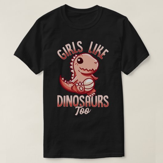 恐竜のような女の子も女性古生物学者 Tシャツ (デザイン正面)