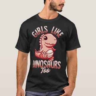 恐竜のような女の子も女性古生物学者 Tシャツ
