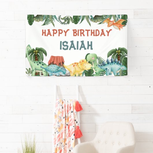 恐竜のようにパーティしよう 誕生日 オーダーメイド  横断幕 (インサイチュ)