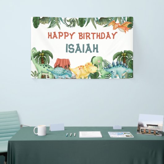 恐竜のようにパーティしよう 誕生日 オーダーメイド  横断幕 (トレードショー)