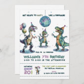 恐竜のようにパーティーしよう！誕生日パーティー 招待状 (正面/裏面)