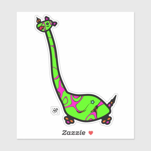 恐竜のようカラフルにジノ・ジョーの角を描いた恐竜1 シール (シート)