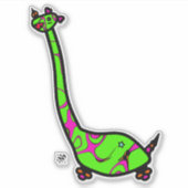 恐竜のようカラフルにジノ・ジョーの角を描いた恐竜1 シール (正面)