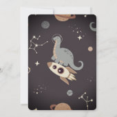 恐竜のアウター空間ディノボホ1歳の誕生日 招待状 (裏面)