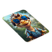 恐竜のアウトドアがヘッドフォンを装着|カード マグネット (右側)