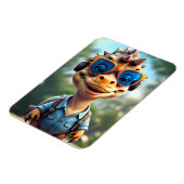 恐竜のアウトドアがヘッドフォンを装着|カード マグネット (左側)