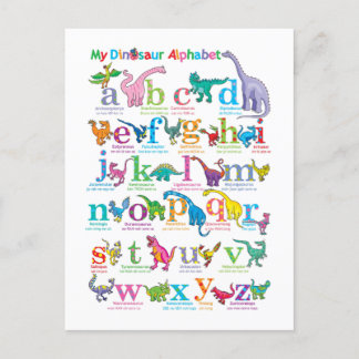 恐竜のアルファベットのリスト ポストカード