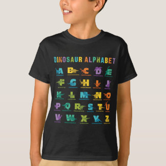 恐竜のアルファベットの種類 Tシャツ