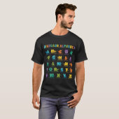 恐竜のアルファベットの種類 Tシャツ (正面フル)