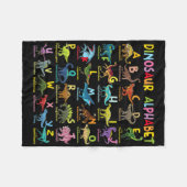 恐竜のアルファベットの種類A-z Abc Dino Identific フリースブランケット (正面(横))