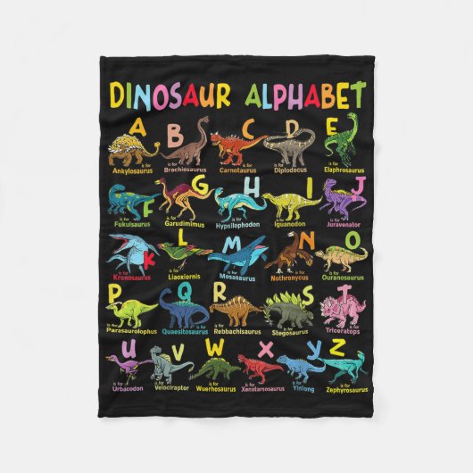 恐竜のアルファベットの種類A-z Abc Dino Identific フリースブランケット (正面)