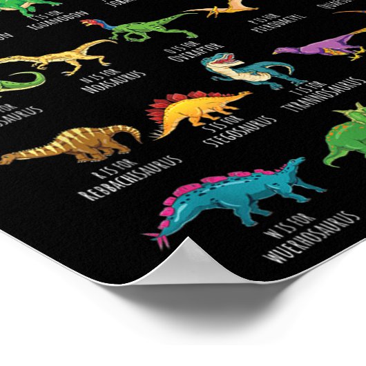 恐竜のアルファベットの種類A-z Abc Dino Identific ポスター (角)