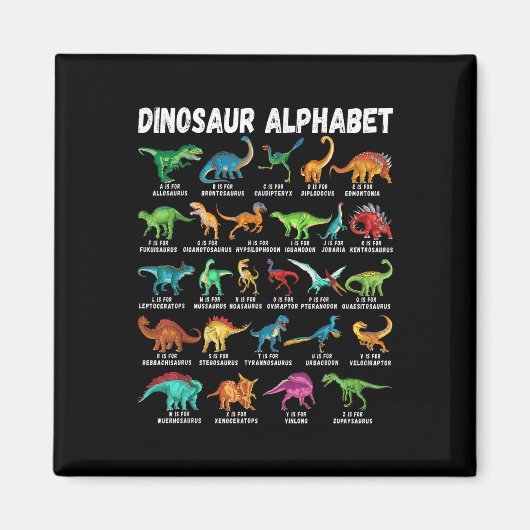 恐竜のアルファベットの種類A-z Abc Dino Identific マグネット (正面)