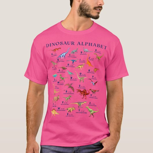 恐竜のアルファベットの種類A-Z Dino IdentのAbc Tシャツ (正面)