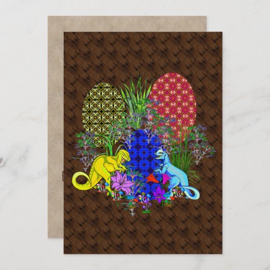 恐竜のイースターエッグ 招待状 (正面/裏面)