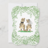 恐竜のウェディング ティラノサウルス花嫁と新郎 招待状 (裏面)