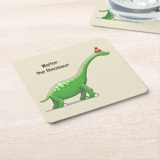 恐竜のウォルター スクエアペーパーコースター (アングル)