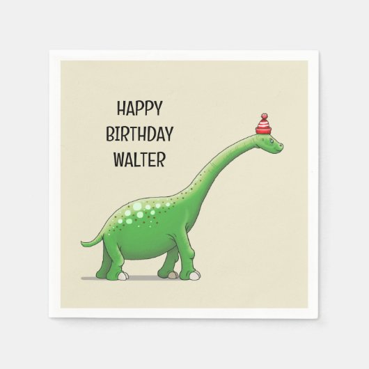 恐竜のウォルター スタンダードカクテルナプキン (正面)