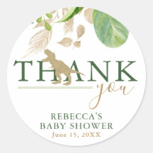 恐竜のエレガント緑と金ゴールドの赤ちゃんシャワー