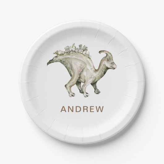 恐竜のカスタマイズ誕生日パーティー ペーパープレート (正面)