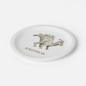 恐竜のカスタマイズ誕生日パーティー ペーパープレート (アングル)