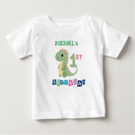 恐竜のカスタムデザイン 1歳誕生日Tシャツ キッズ用 ベビーTシャツ