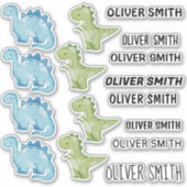 恐竜のカラフルイラストのシール名 シール (正面)