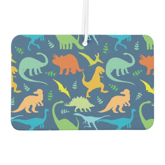 恐竜のカラフルパターンをカスタマイズ カーエアーフレッシュナー (裏面)