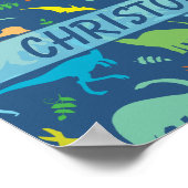 恐竜のカラフルパターンをカスタマイズ ポスター (角)