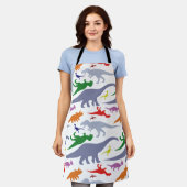 恐竜のカラフルパターン（ライト） エプロン (着用した状態)