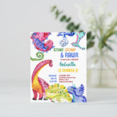 恐竜のカラフル子供の誕生日予算の招待 (スタンド正面)