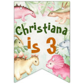 恐竜のカラフル幼児の誕生日パーティー バンティングフラッグ (第1の旗)