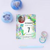 恐竜のカラフル誕生日パーティー写真の予算 チラシ (シングル)