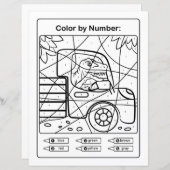 恐竜のカラーリングページ番号 – Dino in a car (正面/裏面)