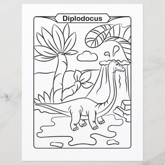 恐竜のカラーリングページ – Diplodocus (正面)