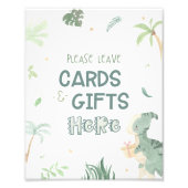 恐竜のカードとギフトのパーティー標識 フォトプリント            (正面)