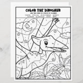 恐竜のキッズアクティビティカラーリングページ（番号別） (正面/裏面)
