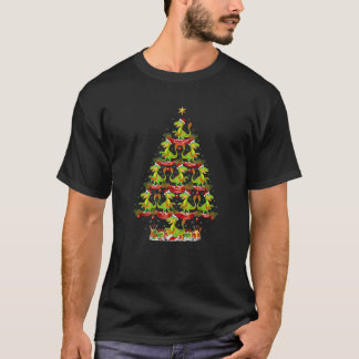 恐竜のクリスマスおもしろい照明ヴェロキラプターズクリスチム Tシャツ