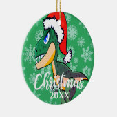 恐竜のクリスマスかわいい写真緑の子どもたち セラミックオーナメント (右)