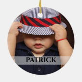 恐竜のクリスマスかわいい写真緑の子どもたち セラミックオーナメント (裏面)