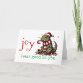 恐竜のクリスマスにおもしろい喜びが似合う シーズンカード (正面)