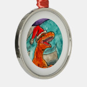 恐竜のクリスマスのつまらないもの メタルオーナメント (右)