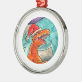 恐竜のクリスマスのつまらないもの メタルオーナメント (左)