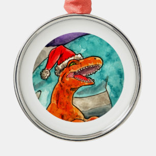 恐竜のクリスマスのつまらないもの メタルオーナメント