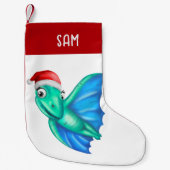 恐竜のクリスマスストッキング |かわいい恐竜の緑 スモールクリスマスストッキング (正面)