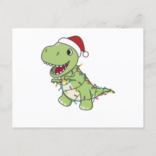 恐竜のクリスマススノーウィンターTレックスディノ ポストカード